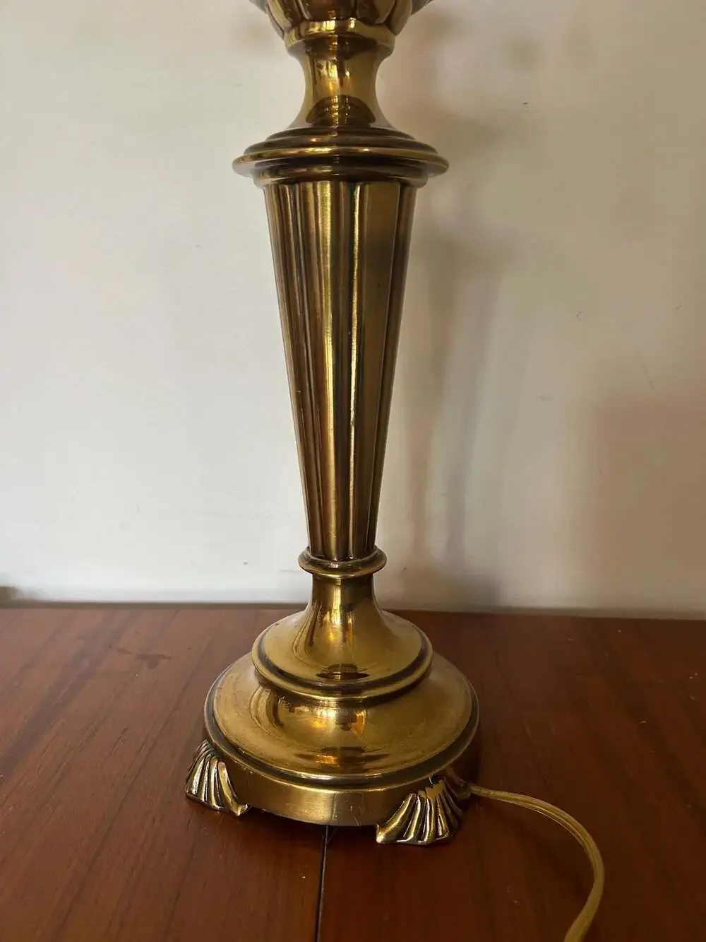 Vintage Stiffel Style Solid Brass Two-Bulb Table Lamp with Pull Chains